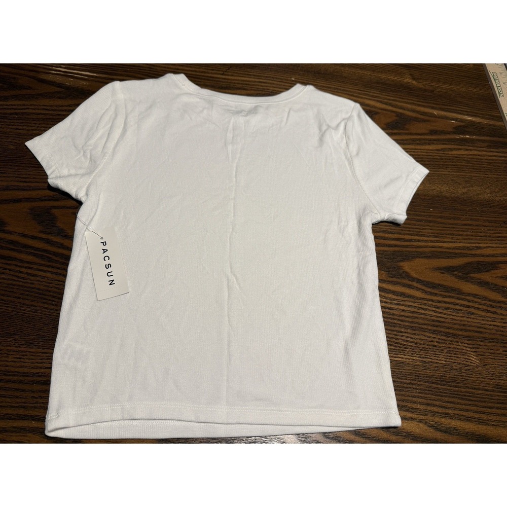 PacSun PS Basics‎ Shirt Womens S White Ribbed Crop Tee Modal NWT Clean Girl